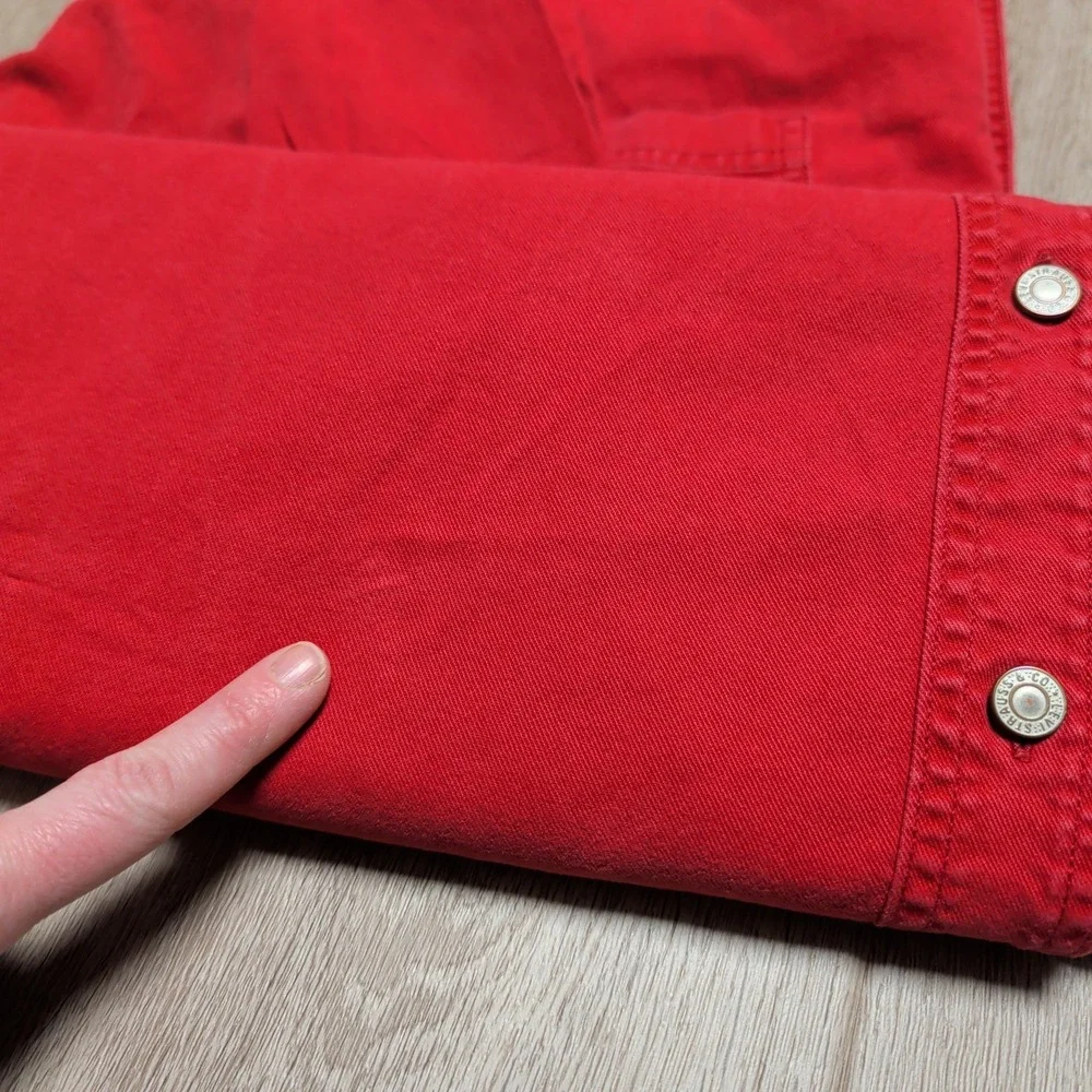 Vintage 90s Levi's‎ Western Long Sleeve Red Tab Chamois Shirt Mens L Rockabilly